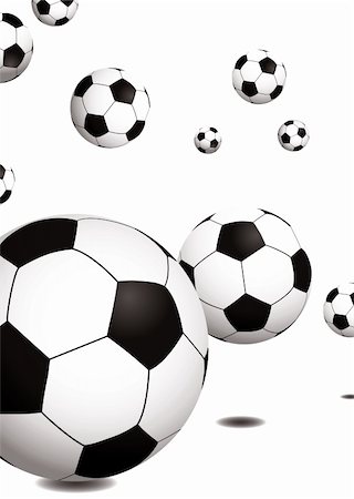 Collection of footballs bouncing on a plain white background Stockbilder - Microstock & Abonnement, Bildnummer: 400-03998516