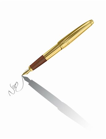 simsearch:400-07219362,k - Vector realistic gold pen signing contract Foto de stock - Super Valor sin royalties y Suscripción, Código: 400-03998540