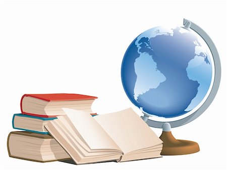 simsearch:400-03998393,k - Books and globe on white background, vector Photographie de stock - Aubaine LD & Abonnement, Code: 400-03998567