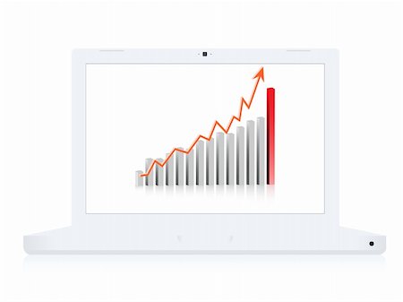 simsearch:400-04711612,k - Vector - Laptop notebook showing profit gain business chart. Stock Photo - Budget Royalty-Free & Subscription, Code: 400-03998609