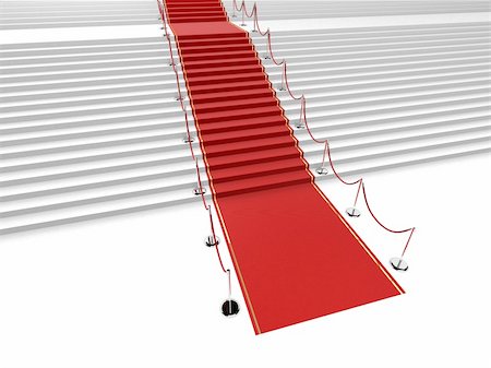 3d rendered illustration of a long red carpet on white stairs Stock Photo - Budget Royalty-Free & Subscription, Code: 400-03999068