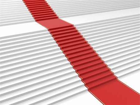 3d rendered illustration of a long red carpet on white stairs Stock Photo - Budget Royalty-Free & Subscription, Code: 400-03999074