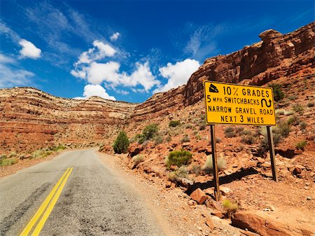 steep grade - Road sign warning steep grade through rocky Utah landscape. Stock Photo - Budget Royalty-Free & Subscription, Code: 400-03999218