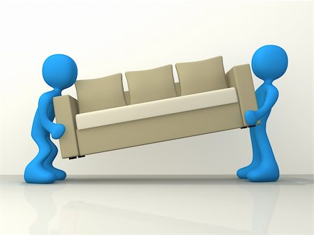 simsearch:400-04430604,k - Computer generated image - People moving a sofa Photographie de stock - Aubaine LD & Abonnement, Code: 400-03999717