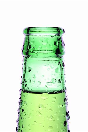 bottle isolated on white - green bottle with water droplets closeup Stock Photo - Budget Royalty-Free & Subscription, Code: 400-03999847