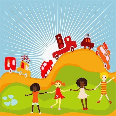 simsearch:400-04953342,k - Group of kids on a planet earth background Stock Photo - Budget Royalty-Free & Subscription, Code: 400-03990015