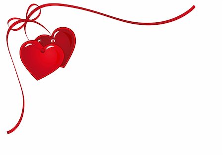 2 heart with red bow and ribbon Foto de stock - Super Valor sin royalties y Suscripción, Código: 400-03990034