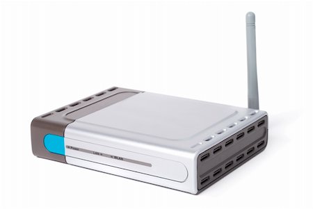 simsearch:400-06332402,k - Metallic colored modern WiFi access point isolated over white background Foto de stock - Super Valor sin royalties y Suscripción, Código: 400-03990052