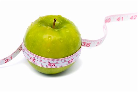 simsearch:400-03990146,k - Green apple with measuring tape and water drops. Weight loss series. Foto de stock - Royalty-Free Super Valor e Assinatura, Número: 400-03990146