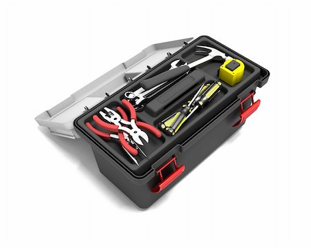 simsearch:640-02950998,k - 3D render of a toolbox full of tools Stock Photo - Budget Royalty-Free & Subscription, Code: 400-03990505
