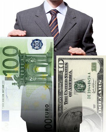 simsearch:673-02138635,k - isolated business man show the gab between euro and dollar Photographie de stock - Aubaine LD & Abonnement, Code: 400-03990794