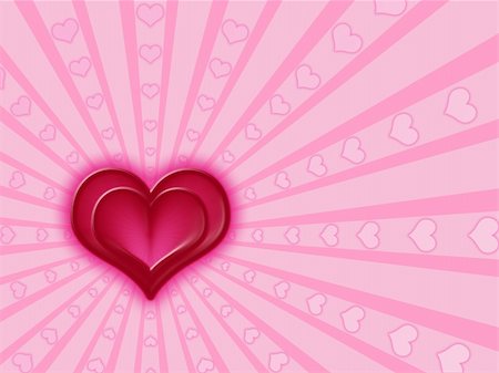 simsearch:400-03988311,k - red heart and many pink hearts over pink background with rays Stock Photo - Budget Royalty-Free & Subscription, Code: 400-03990994