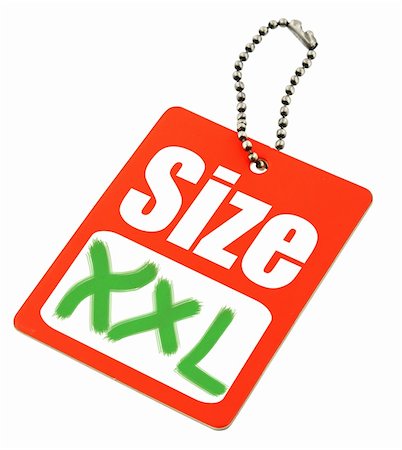 close-up of XXL Size Tag isolated on white background Stock Photo - Budget Royalty-Free & Subscription, Code: 400-03991105