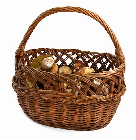 basket full of wild mushrooms, minimal natural shadow in front Stock Photo - Budget Royalty-Free & Subscription, Code: 400-03991202