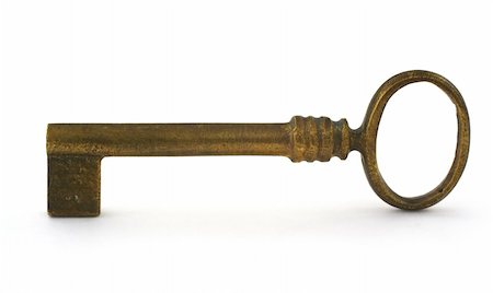 simsearch:400-04023924,k - gilded antique key with a smalll shadow in front against white background Stock Photo - Budget Royalty-Free & Subscription, Code: 400-03991436