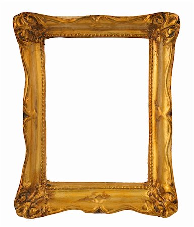 simsearch:400-06569590,k - close-up of aged golden frame isolated on pure white background Foto de stock - Super Valor sin royalties y Suscripción, Código: 400-03991774