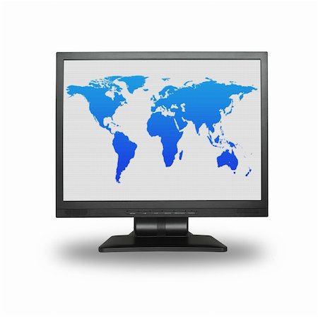 simsearch:400-06393113,k - lcd screen with colorful world map, - the image on the screen has a clearly visible net simulating display pixels Stock Photo - Budget Royalty-Free & Subscription, Code: 400-03991777