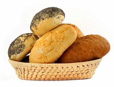 simsearch:400-04497847,k - basket full of bakery isolated on white background Stockbilder - Microstock & Abonnement, Bildnummer: 400-03991829