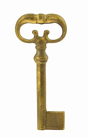 simsearch:400-04955795,k - gilded antique key on pure white background Stock Photo - Budget Royalty-Free & Subscription, Code: 400-03991839