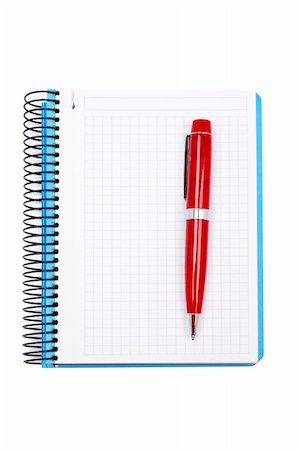 simsearch:400-05367520,k - Pen and blank notebook sheet isolated on white background Fotografie stock - Microstock e Abbonamento, Codice: 400-03991945