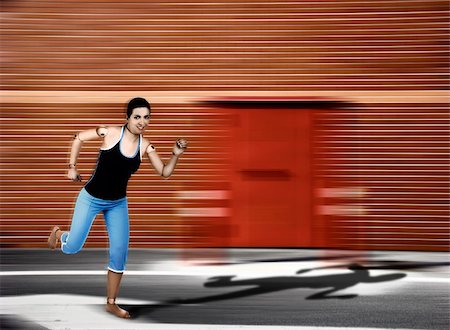 pic of person running into brick wall - Wood woman running Stock Photo - Budget Royalty-Free & Subscription, Code: 400-03992003