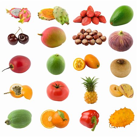 large page of fruits and nuts on white Stock Photo - Budget Royalty-Free & Subscription, Code: 400-03992023