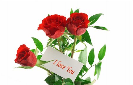 simsearch:400-05033064,k - three red roses with I love you message Foto de stock - Royalty-Free Super Valor e Assinatura, Número: 400-03992114