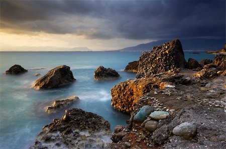 simsearch:400-05236238,k - Image shows a rocky seascape during a windy late afternoon Photographie de stock - Aubaine LD & Abonnement, Code: 400-03992657