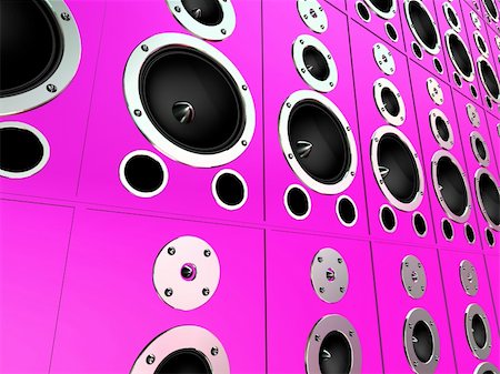 simsearch:400-04694633,k - 3d rendered illustration from a wall o pink speakers Stock Photo - Budget Royalty-Free & Subscription, Code: 400-03993159