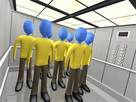 Computer generated image - People In Elevator. Stock Photo - Budget Royalty-Free & Subscription, Code: 400-03993382