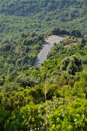 Aerial View of Road, Corsica, France Stock Photo - Premium Royalty-Free, Code: 600-05281889