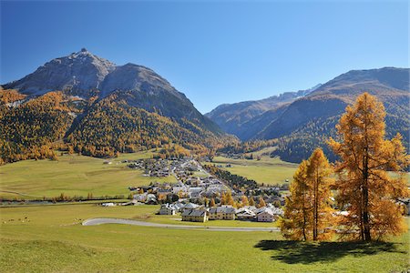simsearch:700-05524314,k - La Punt-Chamues-ch in Autumn, Maloja, Canton of Graubunden, Switzerland Stock Photo - Premium Royalty-Free, Code: 600-05524289