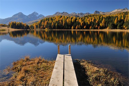 simsearch:600-05452185,k - Wooden Jetty on Lake Staz, St. Moritz, Canton of Graubunden, Switzerland Stock Photo - Premium Royalty-Free, Code: 600-05524299