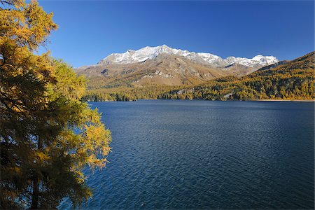 Silsersee and Mountains in Autumn, Engadin, Canton of Graubunden, Switzerland Photographie de stock - Premium Libres de Droits, Code: 600-05524303