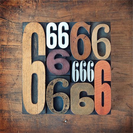 Letterpress Number 6's Stock Photo - Premium Royalty-Free, Code: 600-05524427