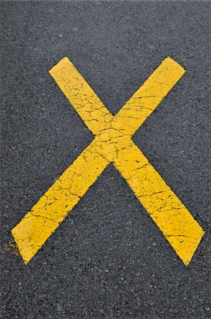 Yellow, X Marking on Road, Alps, France Stock Photo - Premium Royalty-Free, Code: 600-05524679