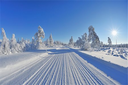 Road, Kuusamo, Northern Ostrobothnia, Oulu Province, Finland Fotografie stock - Premium Royalty-Free, Codice: 600-05609993