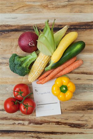 food and concept - Variety of Vegetables and Prescription, Birmingham, Alabama, USA Stock Photo - Premium Royalty-Free, Code: 600-05803315