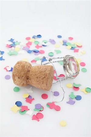 Champagne Cork and Confetti Stock Photo - Premium Royalty-Free, Code: 600-05854215