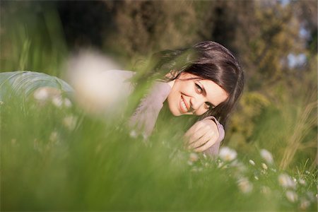 Portrait of Woman in Grass Stock Photo - Premium Royalty-Free, Code: 600-05948152