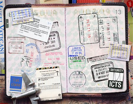 Passport with Stamps Stock Photo - Premium Royalty-Free, Code: 600-06009105