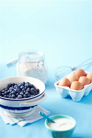 simsearch:600-06038251,k - Blueberries, Eggs and Flour Stock Photo - Premium Royalty-Free, Code: 600-06059762