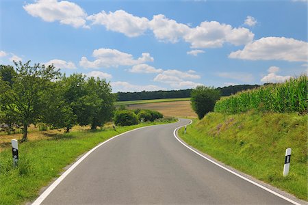 road not car not people - Country Road in Summer, Butthard, Wurzburg District, Franconia, Bavaria, Germany Stock Photo - Premium Royalty-Free, Code: 600-06119747