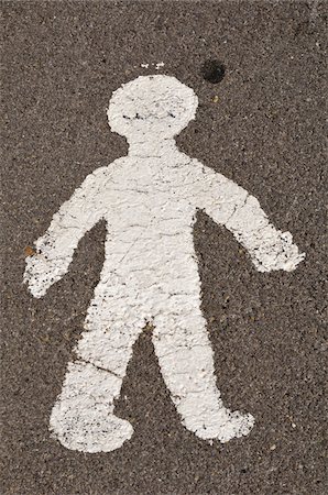 road sign - Pedestrian Crossing Sign on Pavement, Montpellier, Languedoc-Roussillon, France Stock Photo - Premium Royalty-Free, Code: 600-06170376