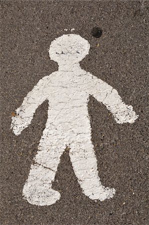 symbols of road signs - Pedestrian Crossing Sign on Pavement, Montpellier, Languedoc-Roussillon, France Stock Photo - Premium Royalty-Free, Code: 600-06170376