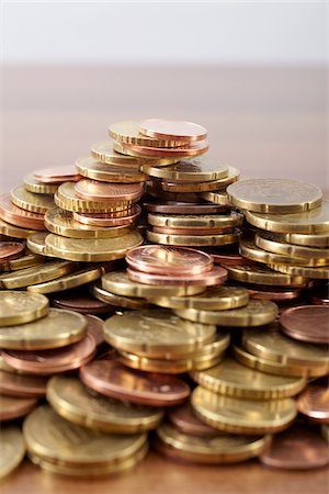 stacks of coins - Euro Coins Stock Photo - Premium Royalty-Free, Code: 600-06302270