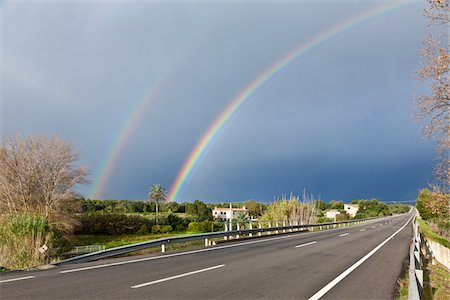 simsearch:600-03586401,k - Double Rainbow over Road, Majorca, Spain Stock Photo - Premium Royalty-Free, Code: 600-06334233