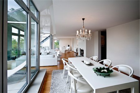 dining room without people - Interior of Modern Home Foto de stock - Sin royalties Premium, Código: 600-06334308