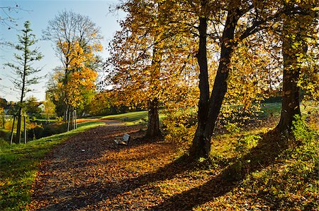 daytime park bench - City Park, Schwenningen, Villingen-Schwenningen, Schwarzwald-Baar, Black Forest, Baden-Wurttemberg, Germany Stock Photo - Premium Royalty-Free, Code: 600-06397516