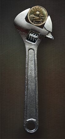 dólar - Adjustable Wrench holding Canadian One Dollar Coin Foto de stock - Sin royalties Premium, Código: 600-06397690
